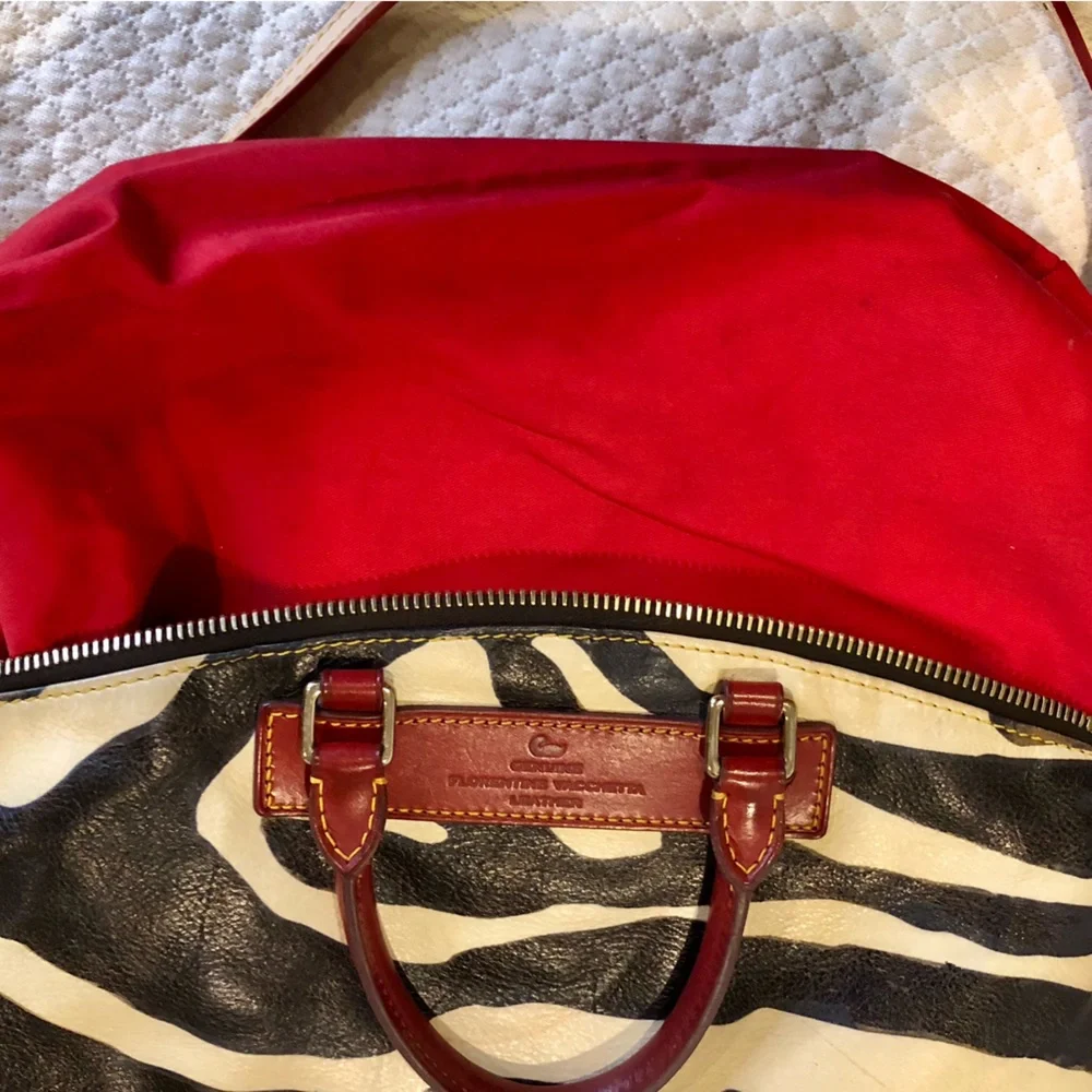 DOONEY & BOURKE Florentine Vacchetta Leather Juliette Zebra Striped Dome Satchel